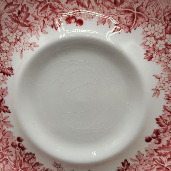 J & G Meakin Romantic England Ironstone Red Transferware Saucers Plates Set of 3 - Picture 2 of 7